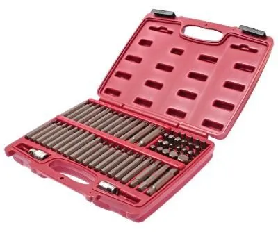 Набор бит 1/2" 3/8" HEX, TORX, SPLINE, RIBE 6-ти гранных 2 держателя 58 предметов в кейсе JTC