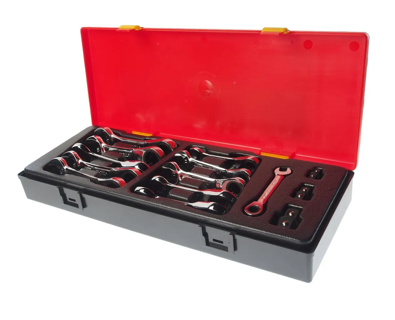 Набор ключей комбинированных 8-19мм укороченных трещоточных 14 предметов в кейсе JTC купить