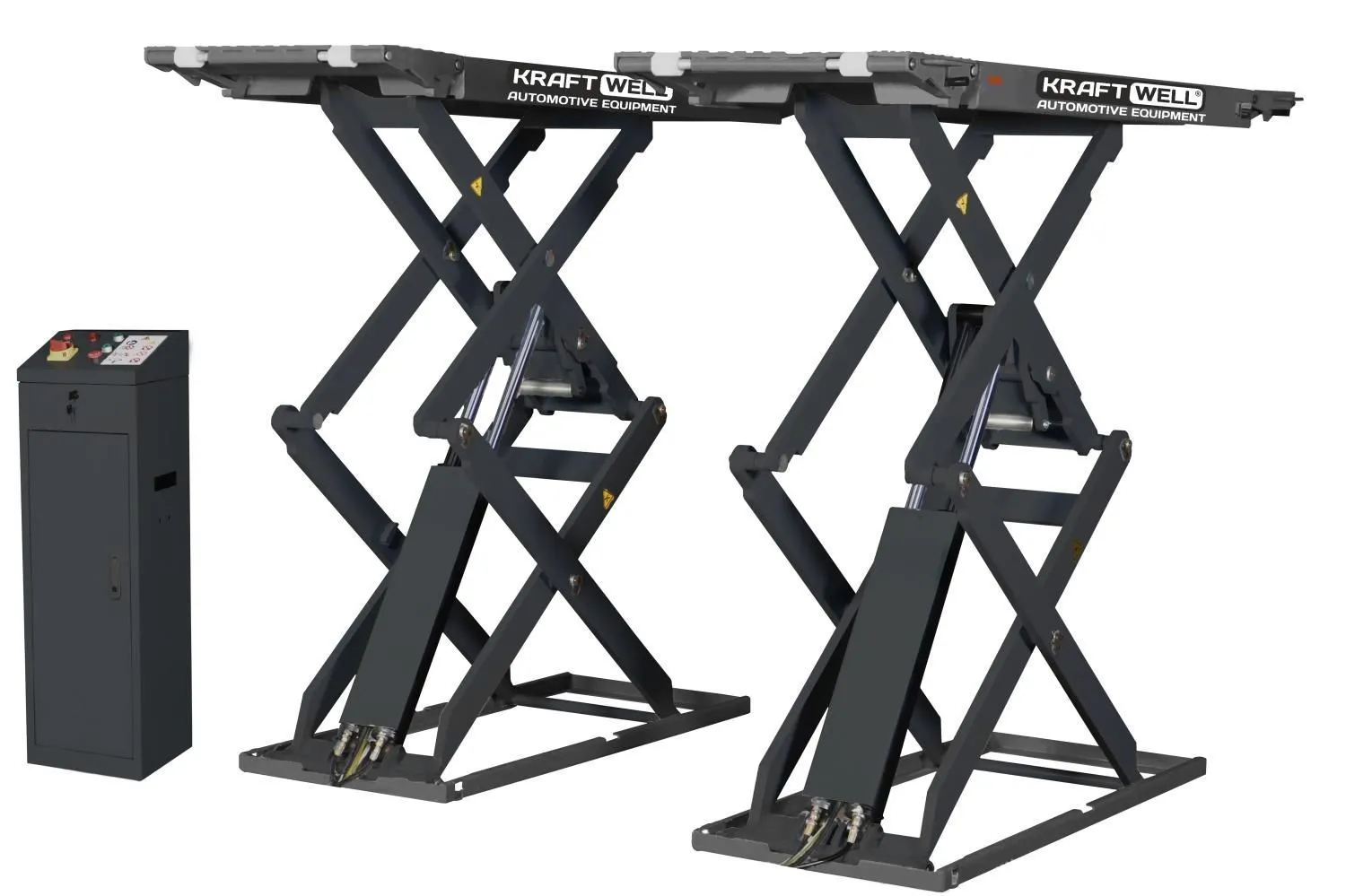 Электрогидравлический подъемник KraftWell KRW350SF/220 Подъёмник ножничный короткий напольный г/п 3500 кг.