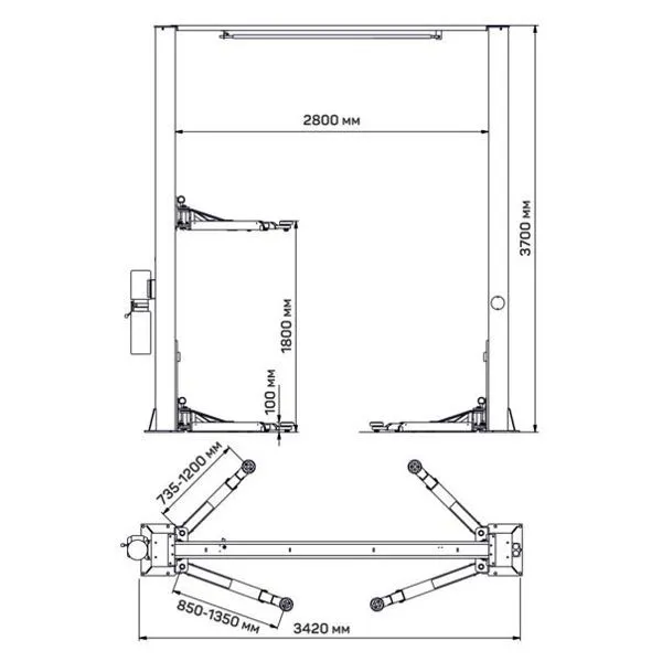 Электрогидравлический подъемник Двухстоечный подъемник с верхней синхронизацией S4D-2 (Изготовитель: TEMP)