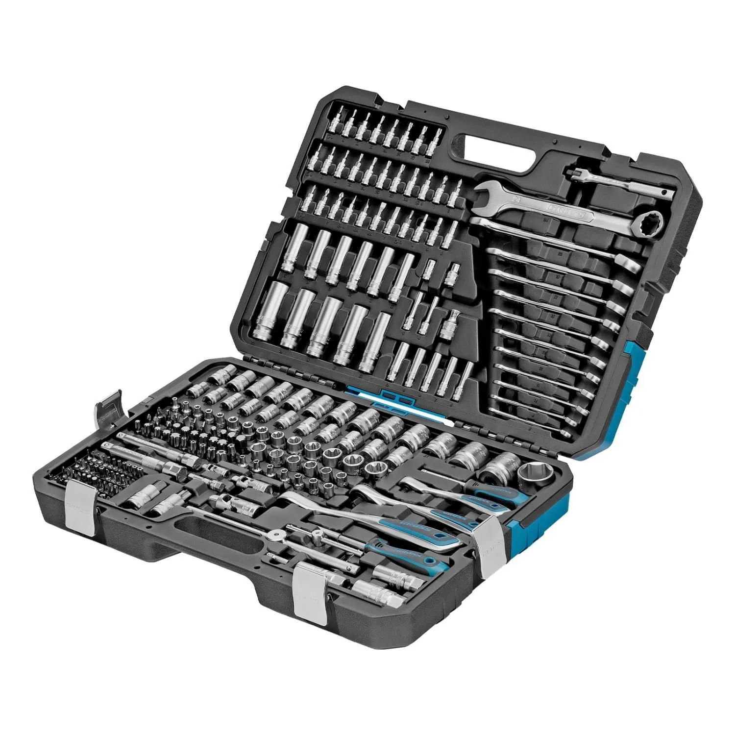 Набор инструментов, 1/2", 3/8", 1/4", CrV, 120 зубьев, 216 предметов Gross купить